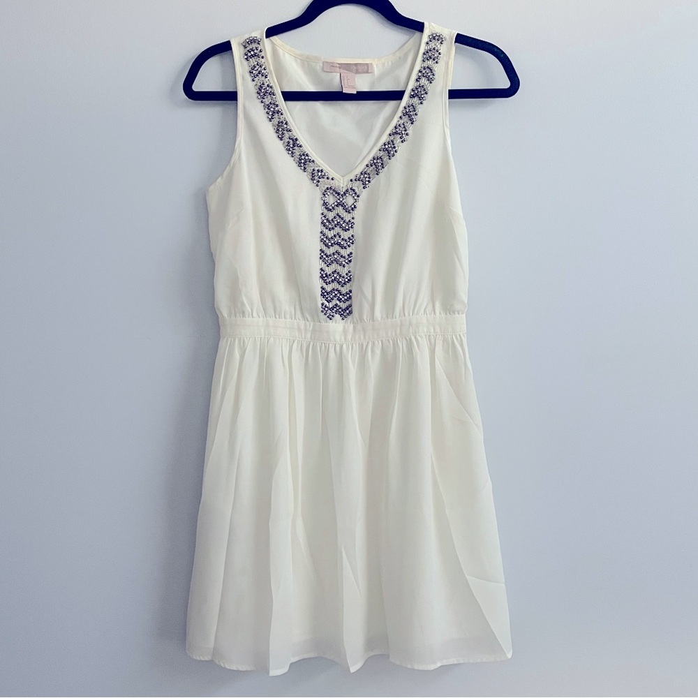 Forever21 Beaded Cream/White mini dress